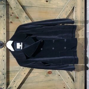 WOMENS BLACK EMANUEL UNGARO DOUBLE BREASTED BLAZER VELVET VELOUR SIZE 10